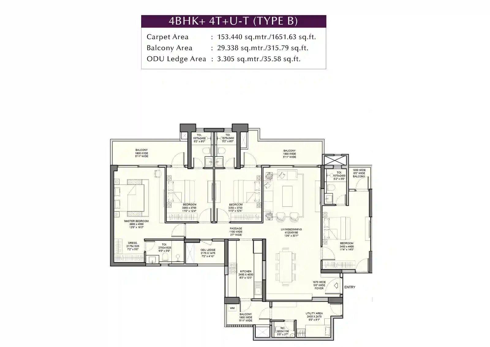 4.5 BHK detailed plan